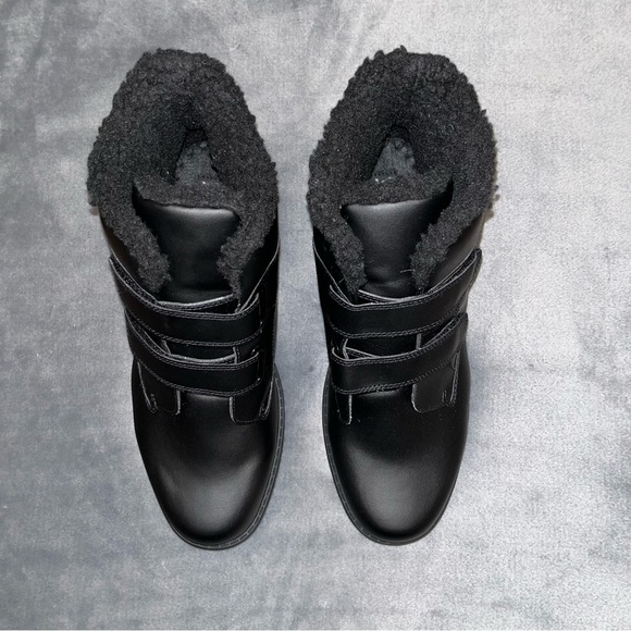 Totes Adjustable Waterproof Winter Boots Black Fleece Lined Velcro Size 11 M - Picture 2 of 7